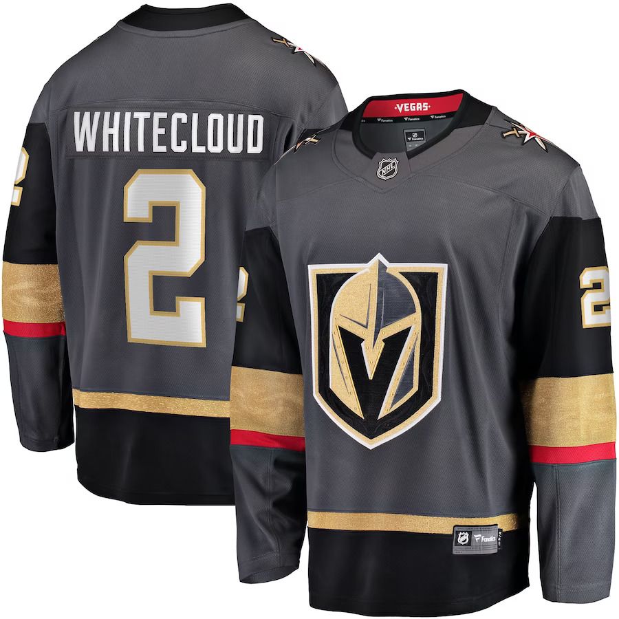 Men Vegas Golden Knights 2 Zach Whitecloud Fanatics Branded Gray Alternate Breakaway NHL Jersey